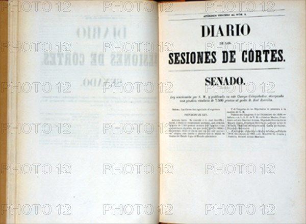 DIARIO DE SESIONES - CONCESION DE UNA PENSION VITALICIA A ZORRILLA EL 28/12/1886
MADRID,