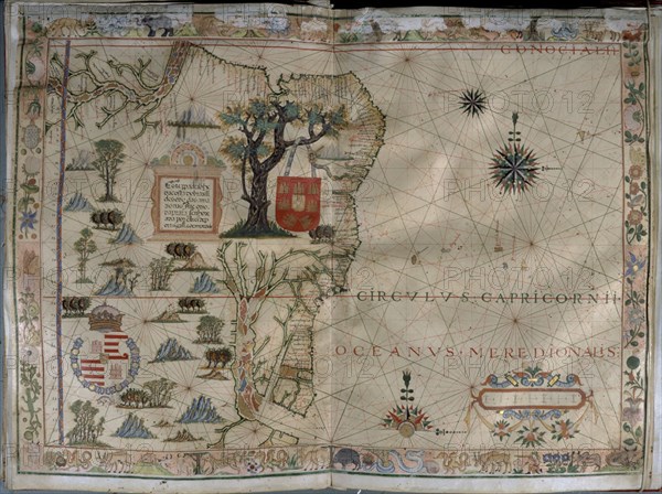 VAZ DOURADO FERNAO 1520/80
MAPA DE BRASIL - ATLAS PORTULANO - 1568
MADRID, COLECCION DUQUES DE