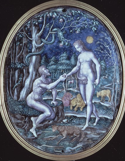 PLACA DE LIMOGES REPRESENTANDO A ADAN Y EVA - 1570
LONDRES, MUSEO VICTORIA