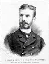 EL TENIENTE DE NAVIO DON ISAAC PERAL Y CABALLERO INVENTOR DE UN TORPEDO SUBMARINO-GRABADO S