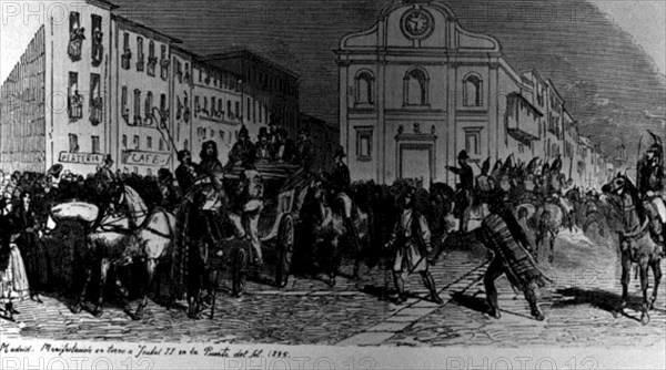 MANIFESTACION EN TORNO A ISABEL II EN LA PUERTA DEL SOL - 1845
MADRID, COLECCION
