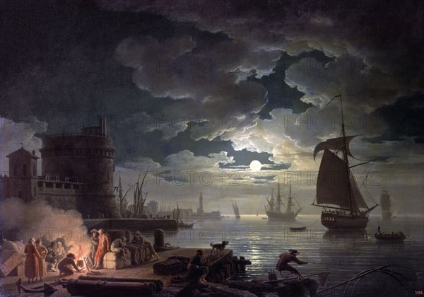 VERNET CLAUDE JOSEPH 1714/89
ENTRADA DEL PUERTO DE PALERMO CON CLARO DE LUNA - 1769 -
