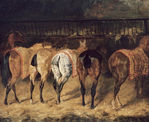 GERICAULT THEODORE 1791/1824
CINCO CABALLOS VISTOS POR LA GRUPA - S XIX - ROMANTICISMO