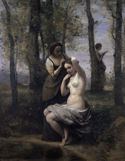 COROT CAMILE 1796/1875
LA TOILETTE O PAISAJE CON FIGURAS - 1859 - DETALLE - O/L - Conjunto nº