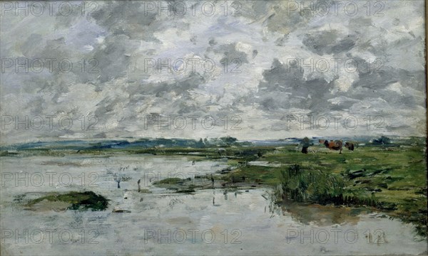 BOUDIN EUGENE-LOUIS1824/98
LA DESEMBOCADURA DEL RIO TOUQUES EN TROUVILLE - 1894/97 - O/L -