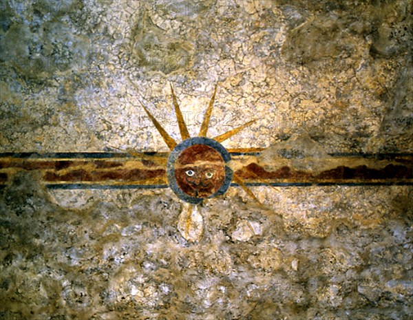INTERIOR-TECHUMBRE DE LA BIBLIOTECA DEL CONVENTO-PINTURA AL FRESCO-QUE REPRESENTA UN SOL
SAN