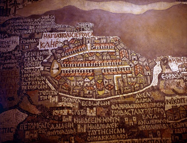 DET-MOSAICO DE MADABA-S VI- 560/65- PERIODO BIZANTINO-MAPA DE LA CIUDAD DE JERUSALEM
MADABA,