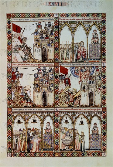 ALFONSO X EL SABIO 1221/84
MTI1-CANTIGA STA MARIA Nº28-F43R-LA VIRGEN DEFIENDE CONSTANTINOPLA DE