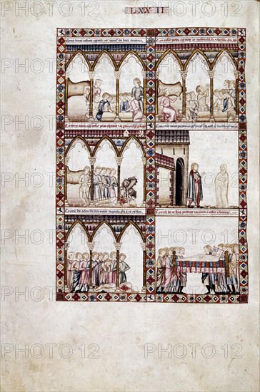 ALFONSO X EL SABIO 1221/84
MTI1-CANTIGA STA MARIA Nº72-F106V-DEMONIO MATA A UN TAHUR BLASFEMO DE