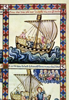 Ship sailing on the tormented seas of Brittany