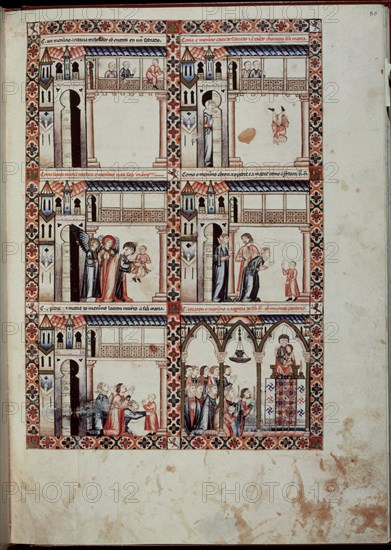 ALFONSO X EL SABIO 1221/84
MS B.R.20- CANTIGA STA MARIA Nº282-F80R-LA VIRGEN SALVA A NIÑO DE