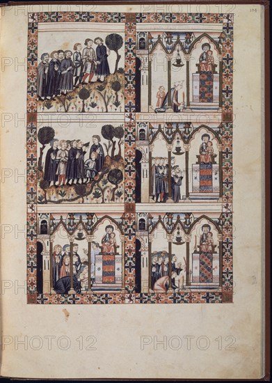 ALFONSO X EL SABIO 1221/84
CANTIGA STA MARIA Nº275-F104R-LA VIRGEN DE TERENA CURA DE RABIA A DOS