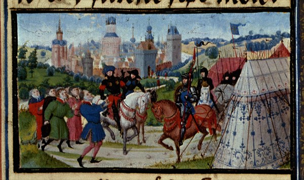 D- LIBRO DE LAS CRUZADAS - NAZARET SE RINDE A LOS BARONES FRANCESES - MANUSCRITO S XV - Conj
