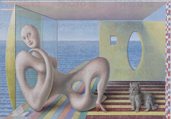 PEREZ VILLALTA GUILLERMO 1948-
FIGURA RECLINADA VENECIANA NEOMODERNA - 2003 - TEMPLE/LIENZO -