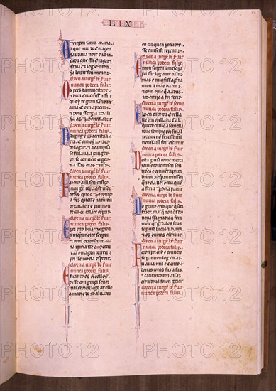 ALFONSO X EL SABIO 1221/84
MTI1-CANTIGA STA MARIA Nº59-F87R-TEXTO-ESTROFA EN VERSO GALAICO