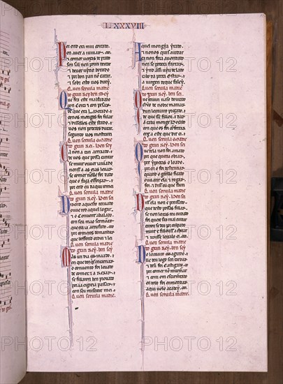 ALFONSO X EL SABIO 1221/84
MTI1-CANTIGA STA MARIA Nº88-F129R-TEXTO-ESTROFA EN VERSO GALAICO