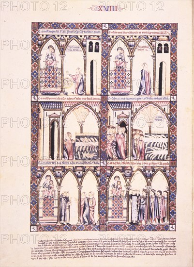 ALFONSO X EL SABIO 1221/84
MTI1-CANTIGA STA MARIA Nº18-F30V-GUSANOS DE SEDA TEJEN VELO PARA LA