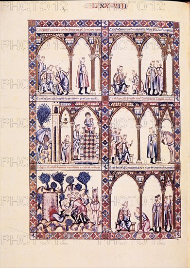 ALFONSO X EL SABIO 1221/84
MTI1-CANTIGA STA MARIA Nº78-F115V-LA VIRGEN SALVA A PRIVADO DEL CONDE