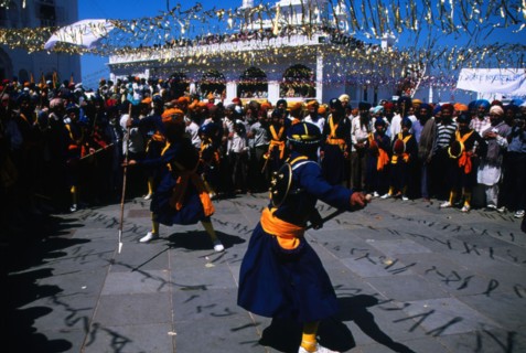 Sikhs re-enact ancient battles during the Festival of Hola Mohalla, Anantapur, India