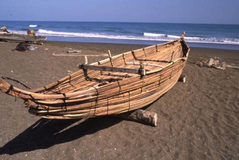 Shasha, northern coast of the Sultanate of Oman
Traditional palm-lashed boat