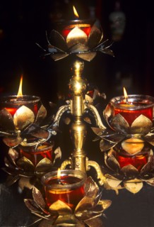 Lighted Divali lamps for the Festival of Light