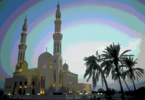 Jumeirah Beach Mosque with illuminations
