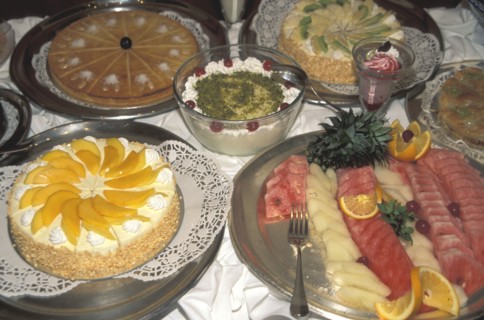 Lavish iftar break-fast sweets served in an Arab hotel