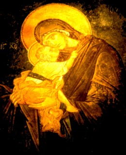 Byzantine Mural of the Virgin and baby Jesus, Chora Monastery Istanbul Turkey