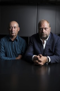 Loïc Sécher et son avocat Eric Dupond-Moretti