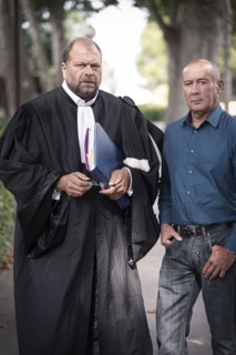 Loïc Sécher et son avocat Eric Dupond-Moretti