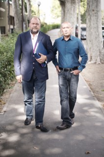 Loïc Sécher et son avocat Eric Dupond-Moretti