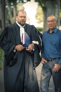 Loïc Sécher et son avocat Eric Dupond-Moretti