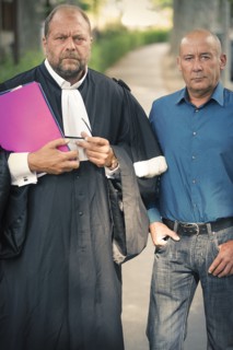 Loïc Sécher et son avocat Eric Dupond-Moretti