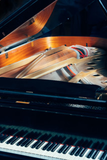 Inside a grand piano