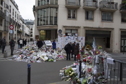 Hommage au lendemain de l'attentat de Charlie Hebdo, 2015