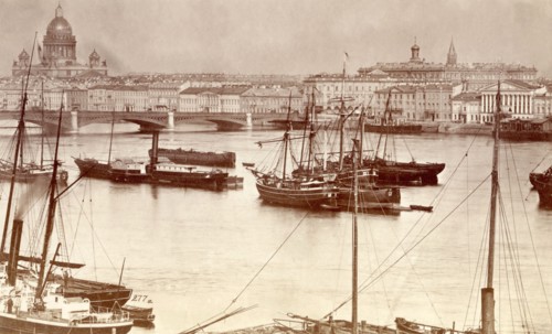 Russia, St. Isaac's cathedral and the Neva river, in St. Petersburg