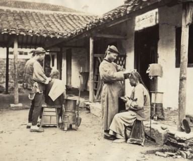 Chine, coiffeurs itinérants à la campagne