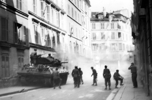 A tank near the Luxembourg Palace, at the Liberation of Paris (August 1944)