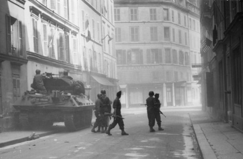 An armoured vehicule near the Luxembourg Palace, at the Liberation of Paris (August 1944)