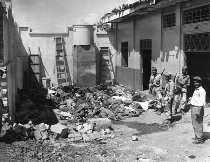 Victimes d'une explosion accidentelle de dynamite dans la ville de Cali, en Colombie (1956)