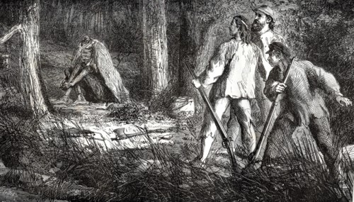 Chercheurs d'or décrouvrant un squelette d'Indien, 1866