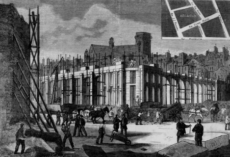 Construction de l'hôtel des Postes à Paris