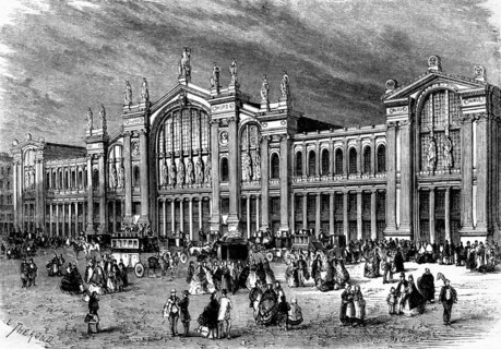 Vue extérieure de la nouvelle gare du Nord  - Paris. 19e siècle