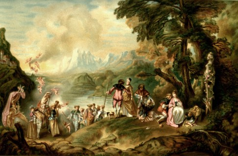 Pélerinage à l'île de Cythère. Peinture de Watteau