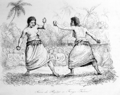 Scène de lutte, Ïles TONGA (Océanie)