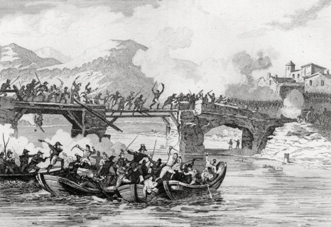 Napoleon crossing the Danube in 1809
