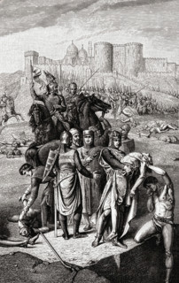 Saint Louis burying Christian corpses in Sidon.