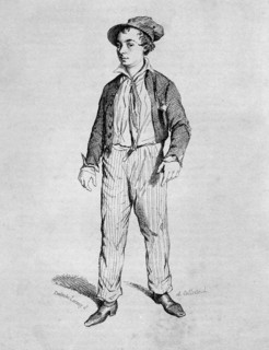 1820-1896, the french actor Charles Perey,in the play " The 3 kids " Design
by Eustache Lorsay.