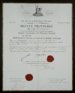 Brevet provisoire de chef d'escadron du citoyen Croisier, aide de camp de Bonaparte, aux Chasseurs à cheval