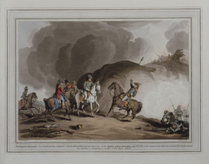 Engraving, Battle of Dresden and death of Moreau